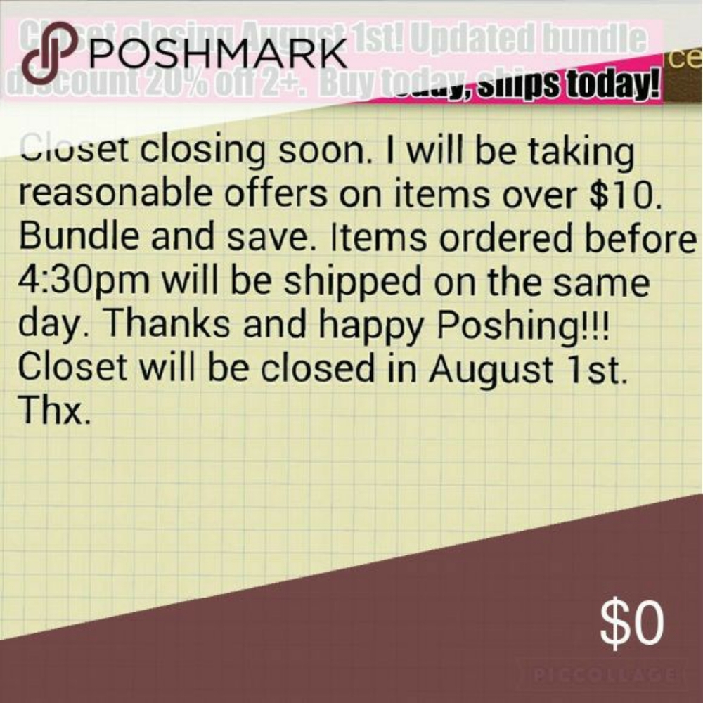 Closet closing August 1st